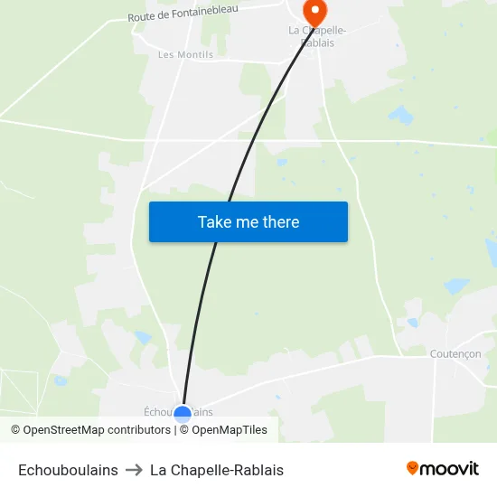 Echouboulains to La Chapelle-Rablais map