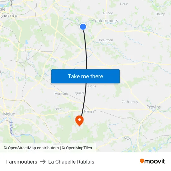 Faremoutiers to La Chapelle-Rablais map