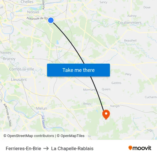 Ferrieres-En-Brie to La Chapelle-Rablais map