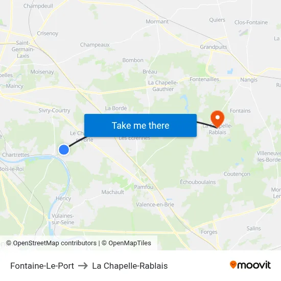 Fontaine-Le-Port to La Chapelle-Rablais map