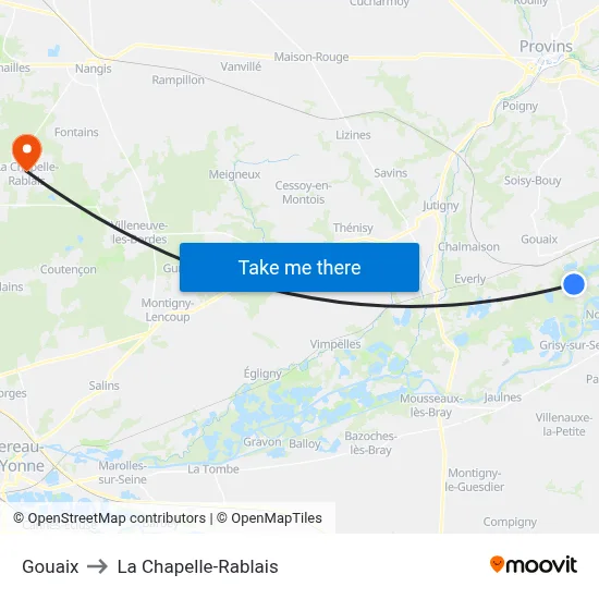 Gouaix to La Chapelle-Rablais map