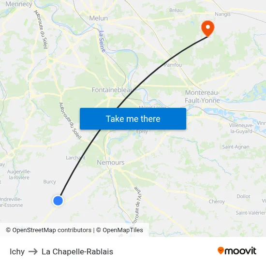 Ichy to La Chapelle-Rablais map