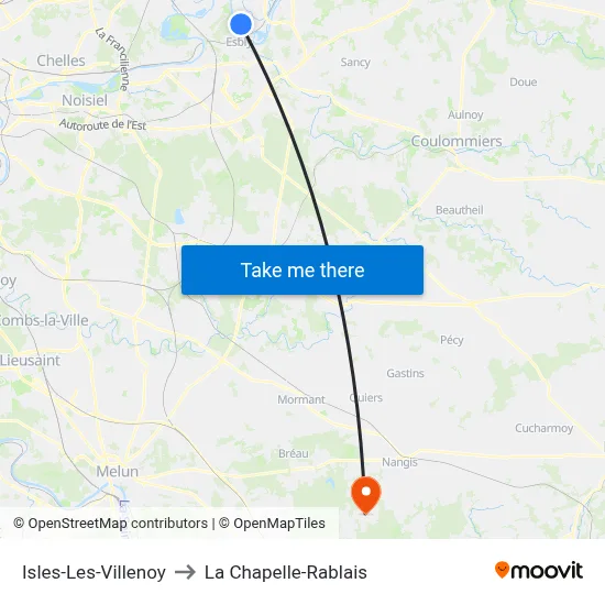 Isles-Les-Villenoy to La Chapelle-Rablais map
