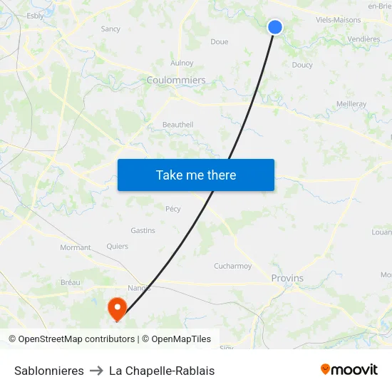 Sablonnieres to La Chapelle-Rablais map