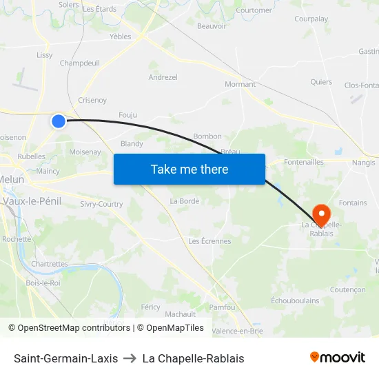 Saint-Germain-Laxis to La Chapelle-Rablais map