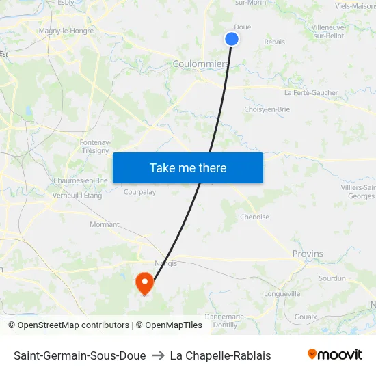 Saint-Germain-Sous-Doue to La Chapelle-Rablais map