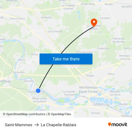 Saint-Mammes to La Chapelle-Rablais map