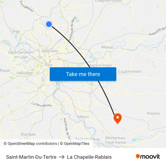 Saint-Martin-Du-Tertre to La Chapelle-Rablais map