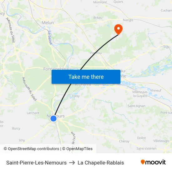 Saint-Pierre-Les-Nemours to La Chapelle-Rablais map