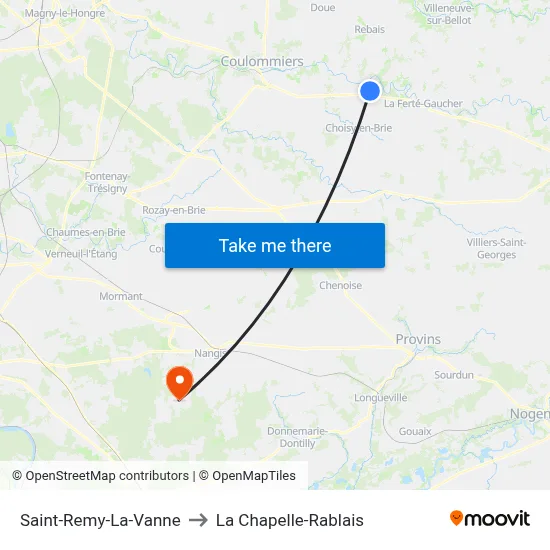 Saint-Remy-La-Vanne to La Chapelle-Rablais map