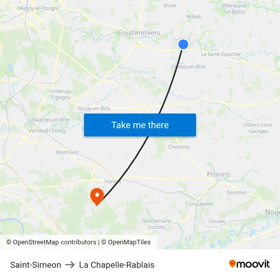 Saint-Simeon to La Chapelle-Rablais map