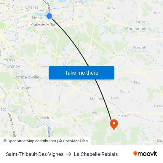 Saint-Thibault-Des-Vignes to La Chapelle-Rablais map