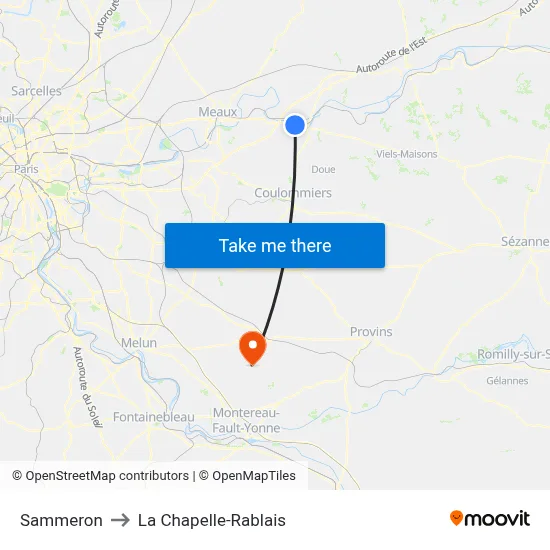 Sammeron to La Chapelle-Rablais map