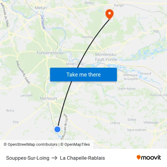 Souppes-Sur-Loing to La Chapelle-Rablais map