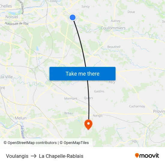 Voulangis to La Chapelle-Rablais map