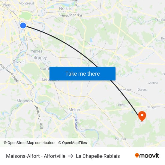 Maisons-Alfort - Alfortville to La Chapelle-Rablais map