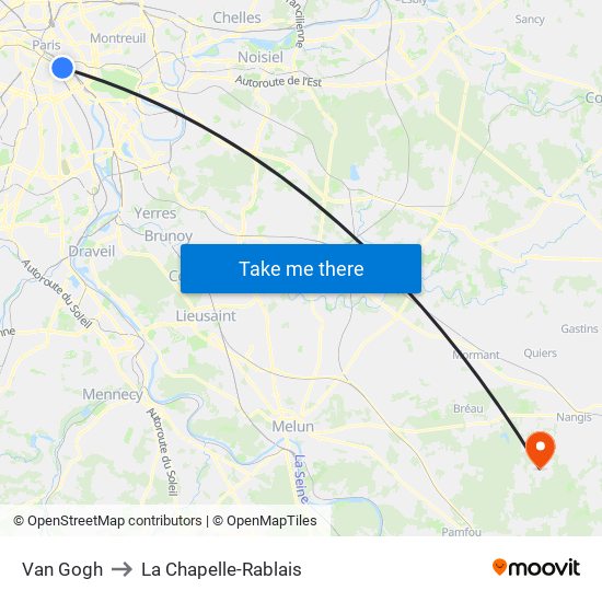 Van Gogh to La Chapelle-Rablais map