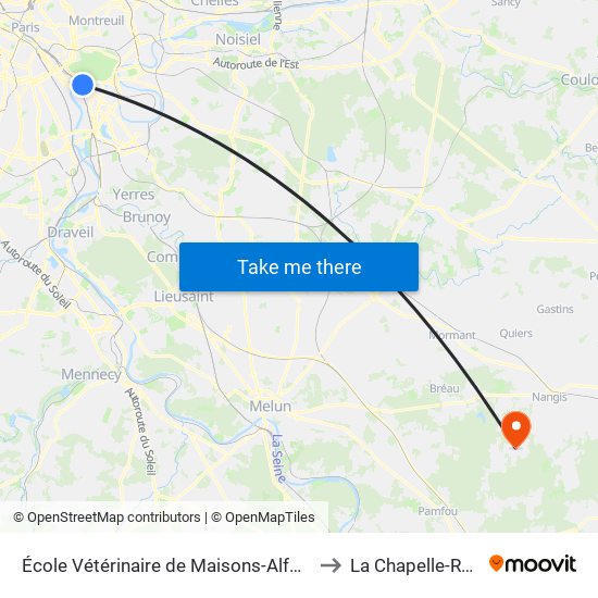 École Vétérinaire de Maisons-Alfort - Métro to La Chapelle-Rablais map