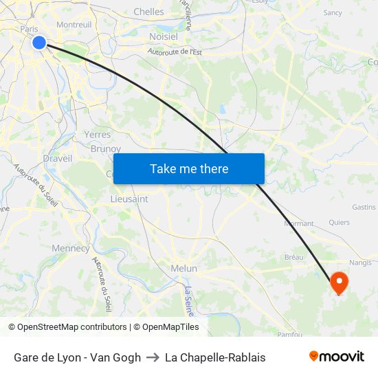 Gare de Lyon - Van Gogh to La Chapelle-Rablais map