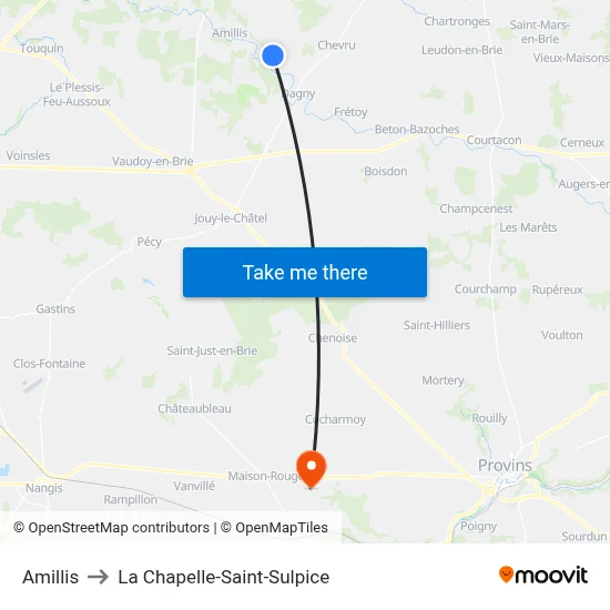 Amillis to La Chapelle-Saint-Sulpice map