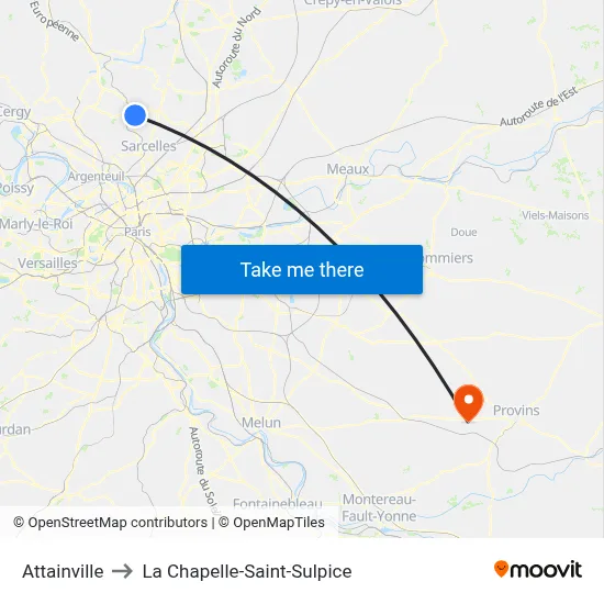 Attainville to La Chapelle-Saint-Sulpice map