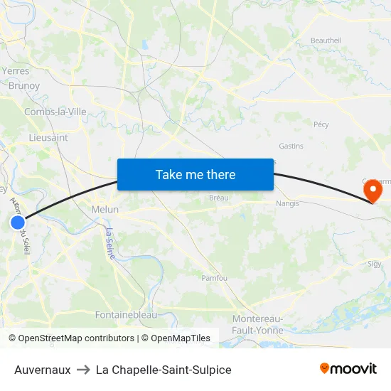 Auvernaux to La Chapelle-Saint-Sulpice map