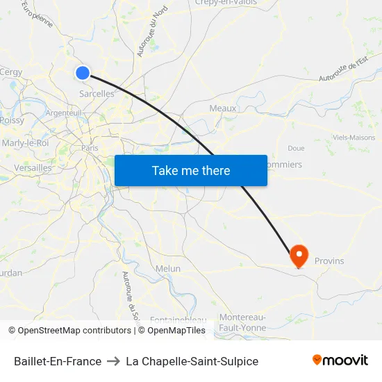Baillet-En-France to La Chapelle-Saint-Sulpice map
