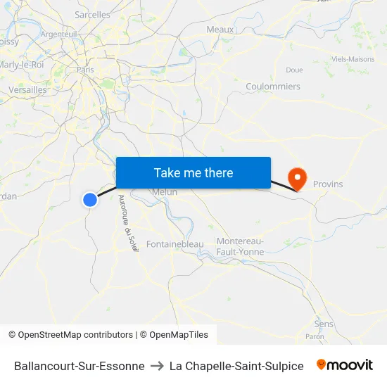 Ballancourt-Sur-Essonne to La Chapelle-Saint-Sulpice map