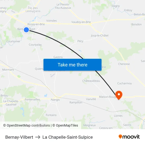 Bernay-Vilbert to La Chapelle-Saint-Sulpice map