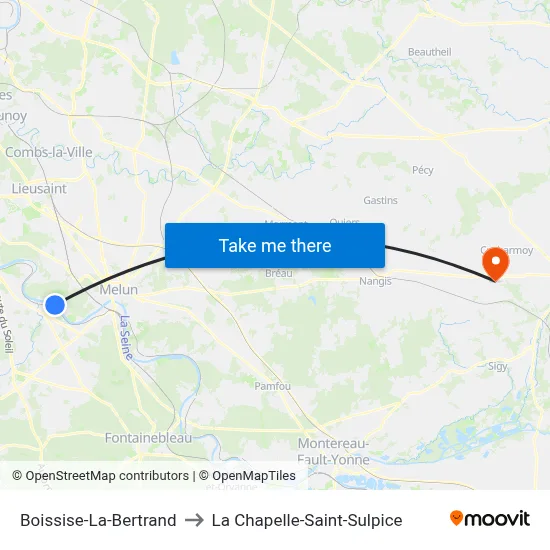 Boissise-La-Bertrand to La Chapelle-Saint-Sulpice map