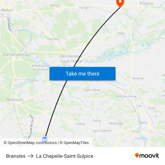 Bransles to La Chapelle-Saint-Sulpice map