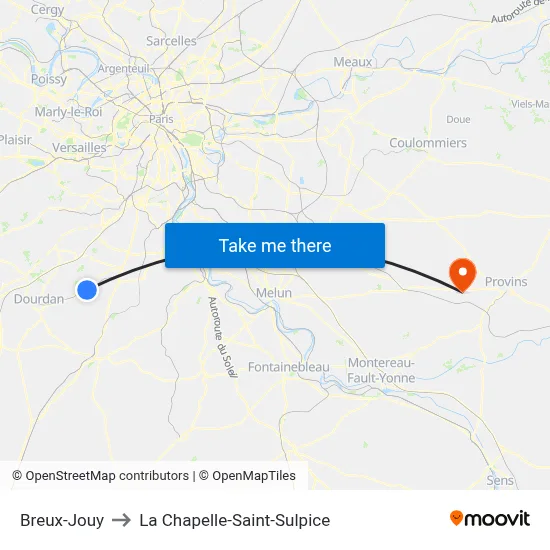 Breux-Jouy to La Chapelle-Saint-Sulpice map