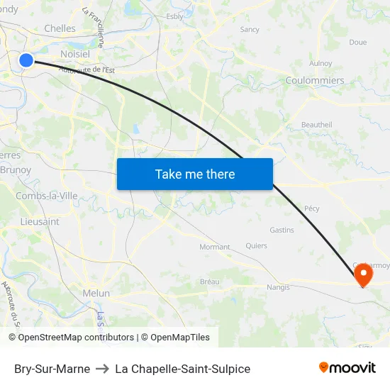 Bry-Sur-Marne to La Chapelle-Saint-Sulpice map