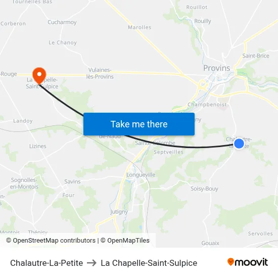 Chalautre-La-Petite to La Chapelle-Saint-Sulpice map