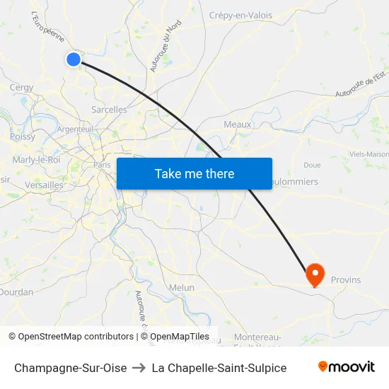 Champagne-Sur-Oise to La Chapelle-Saint-Sulpice map