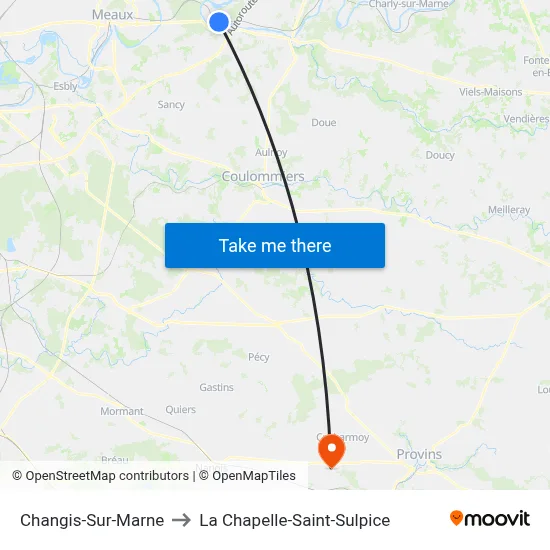 Changis-Sur-Marne to La Chapelle-Saint-Sulpice map