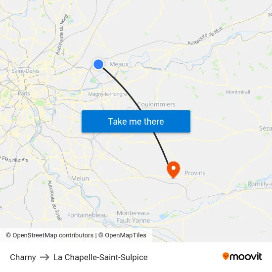 Charny to La Chapelle-Saint-Sulpice map