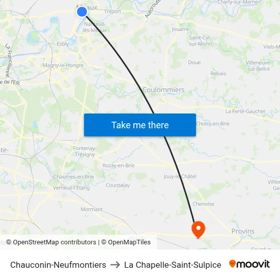 Chauconin-Neufmontiers to La Chapelle-Saint-Sulpice map