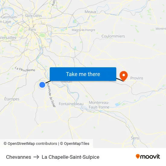 Chevannes to La Chapelle-Saint-Sulpice map