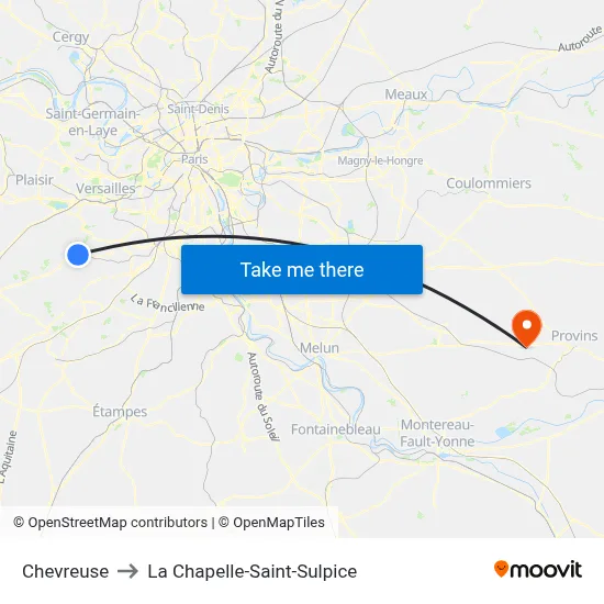 Chevreuse to La Chapelle-Saint-Sulpice map