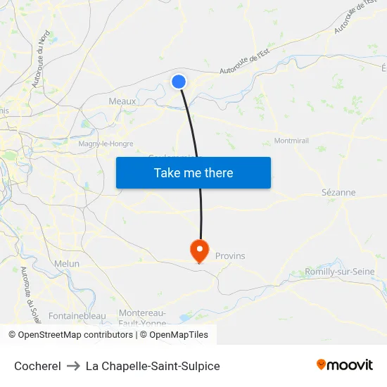 Cocherel to La Chapelle-Saint-Sulpice map
