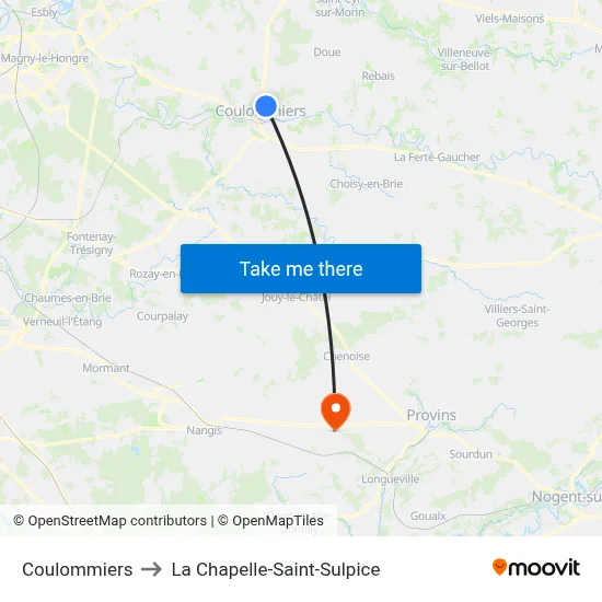 Coulommiers to La Chapelle-Saint-Sulpice map