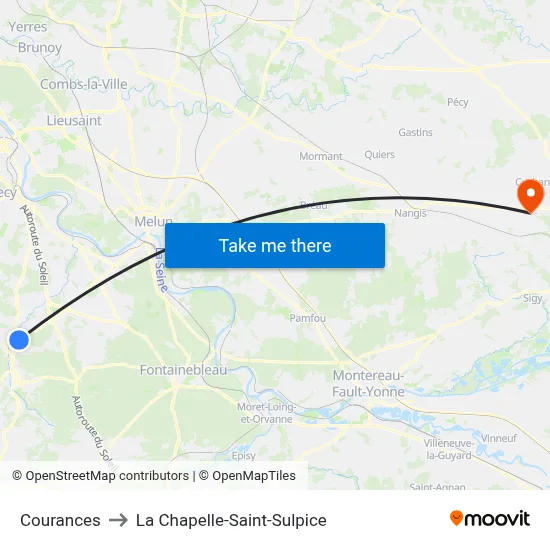 Courances to La Chapelle-Saint-Sulpice map