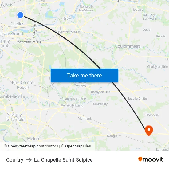 Courtry to La Chapelle-Saint-Sulpice map