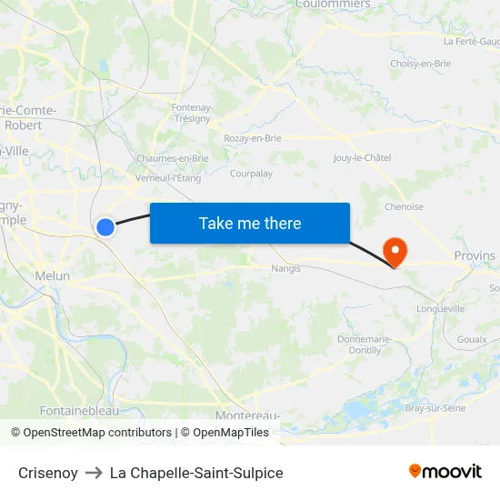 Crisenoy to La Chapelle-Saint-Sulpice map