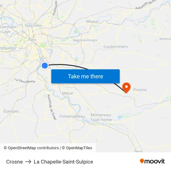 Crosne to La Chapelle-Saint-Sulpice map