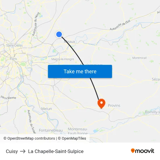 Cuisy to La Chapelle-Saint-Sulpice map