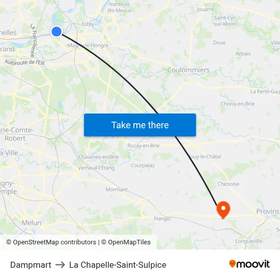 Dampmart to La Chapelle-Saint-Sulpice map