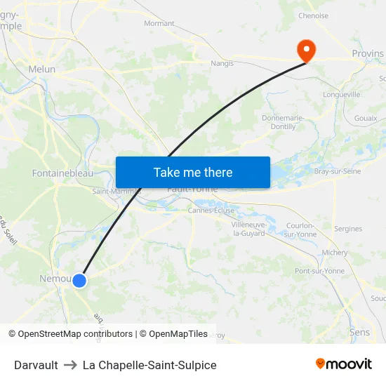 Darvault to La Chapelle-Saint-Sulpice map