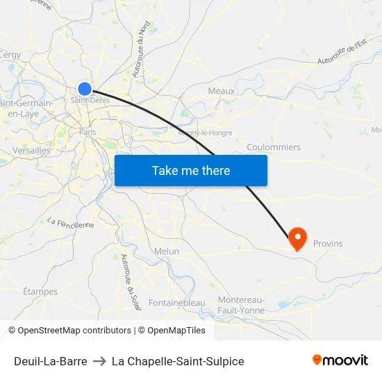 Deuil-La-Barre to La Chapelle-Saint-Sulpice map
